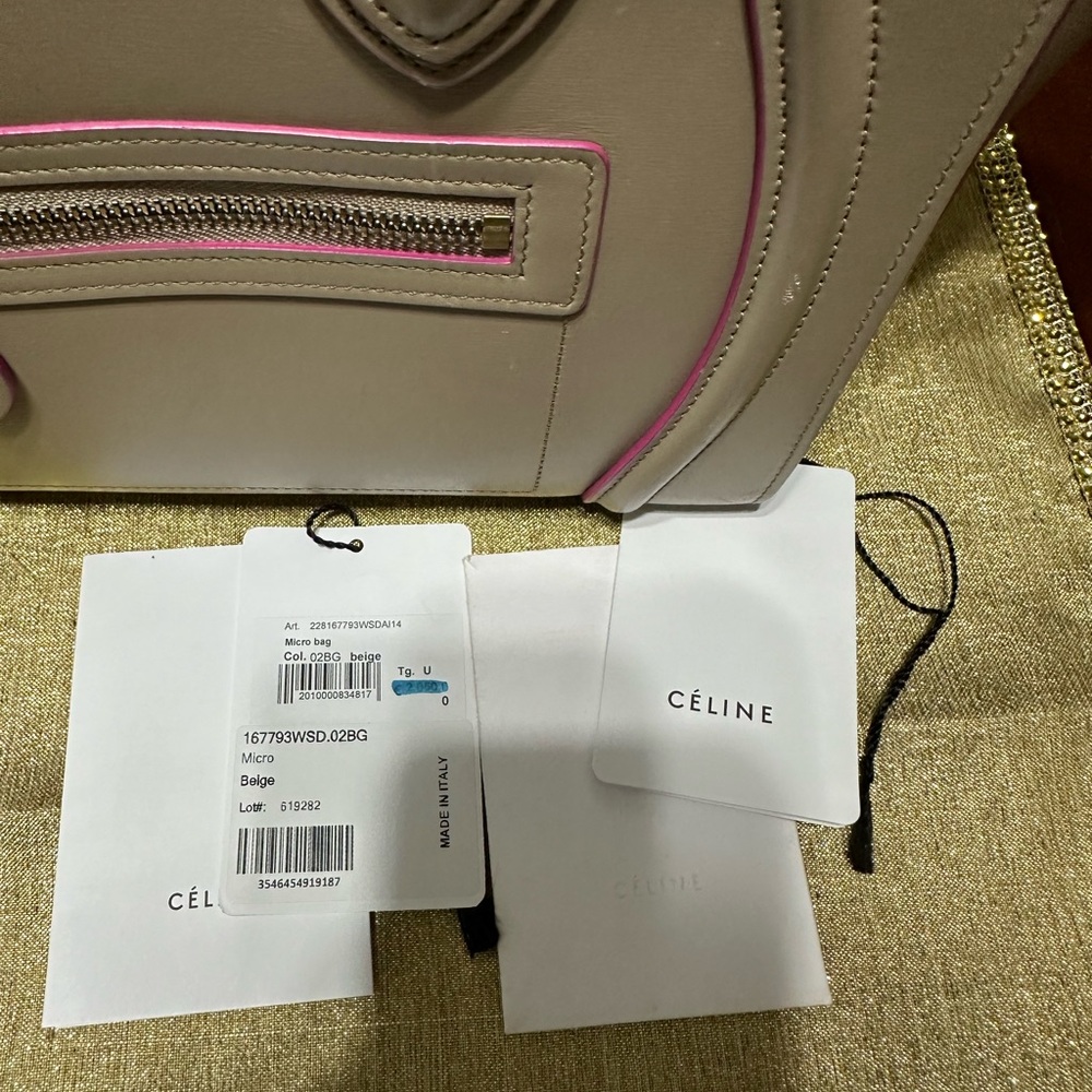 Celine Smooth Calfskin Micro Luggage Beige & Pink - Picture 6 of 8